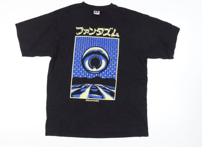 Unisex Adults UK Size M Russell Black Basic T-Shirt