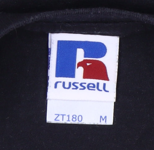 Unisex Adults UK Size M Russell Black Basic T-Shirt