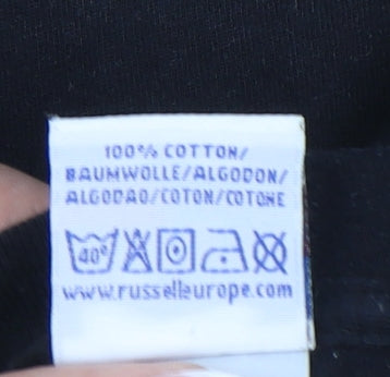 Unisex Adults UK Size M Russell Black Basic T-Shirt