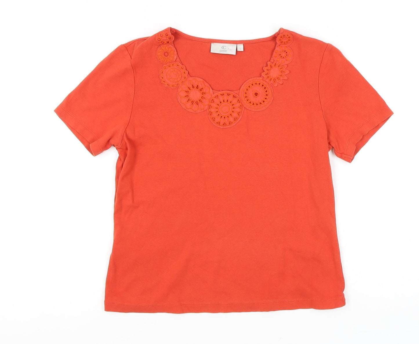 Womens UK Size 8 CC Orange Basic T-Shirt