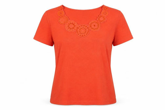 Womens UK Size 8 CC Orange Basic T-Shirt