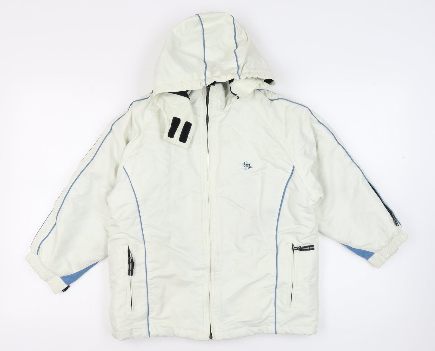 tog24 Girls White Ski Jacket 7-8 Years Winter Hooded