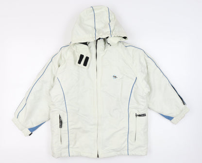 tog24 Girls White Ski Jacket 7-8 Years Winter Hooded