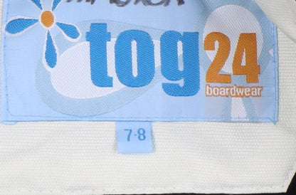 tog24 Girls White Ski Jacket 7-8 Years Winter Hooded