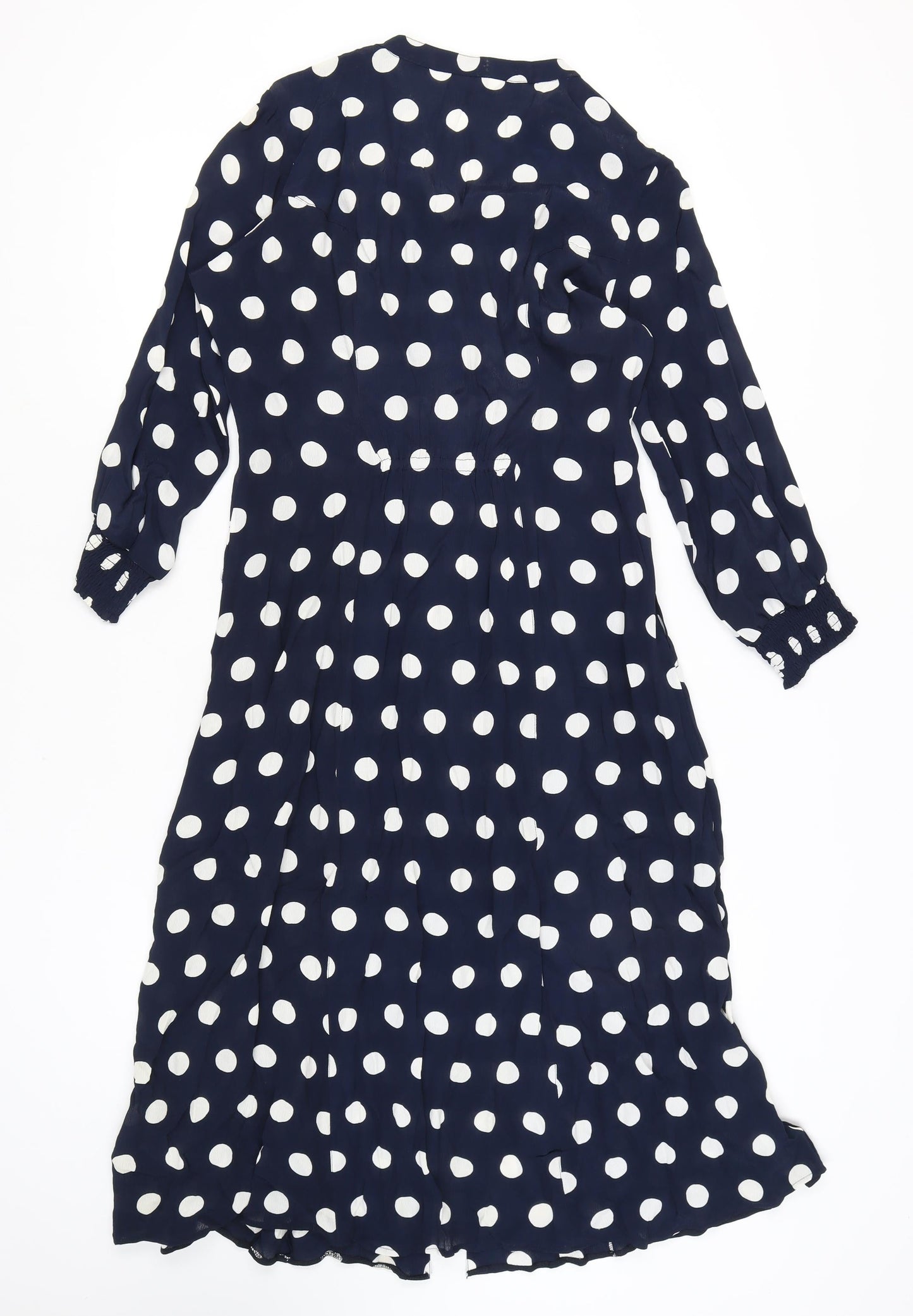 Cotton Traders Blue Polka Dot Shirt Dress Women 10