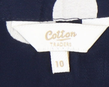 Cotton Traders Blue Polka Dot Shirt Dress Women 10