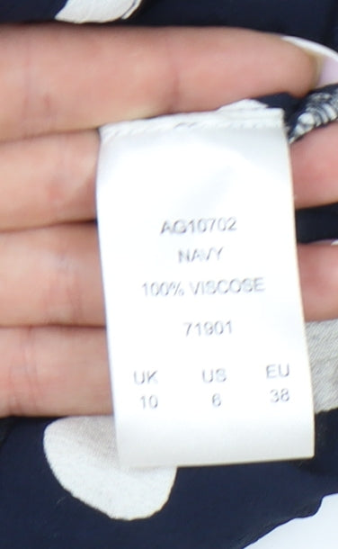 Cotton Traders Blue Polka Dot Shirt Dress Women 10