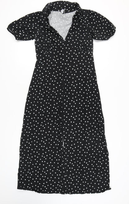 ASOS DESIGN Women's Black Polka Dot Midi Dress Sz 10