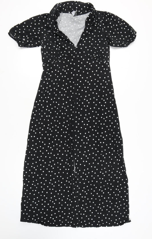 ASOS DESIGN Women's Black Polka Dot Midi Dress Sz 10