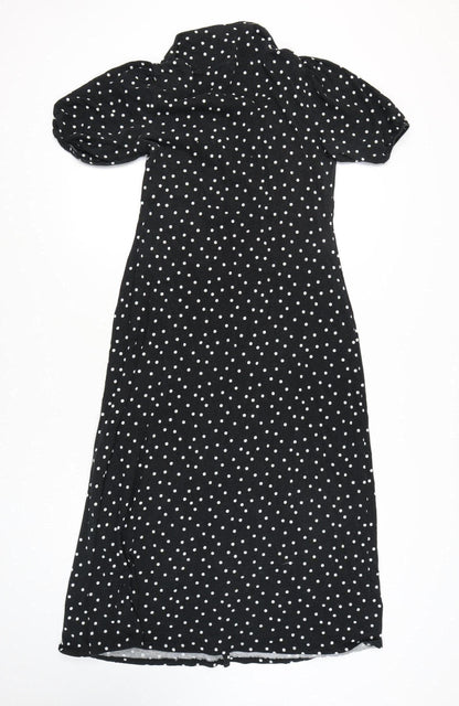 ASOS DESIGN Women's Black Polka Dot Midi Dress Sz 10