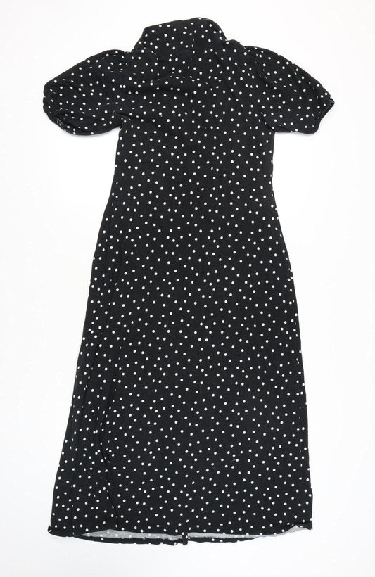 ASOS DESIGN Women's Black Polka Dot Midi Dress Sz 10