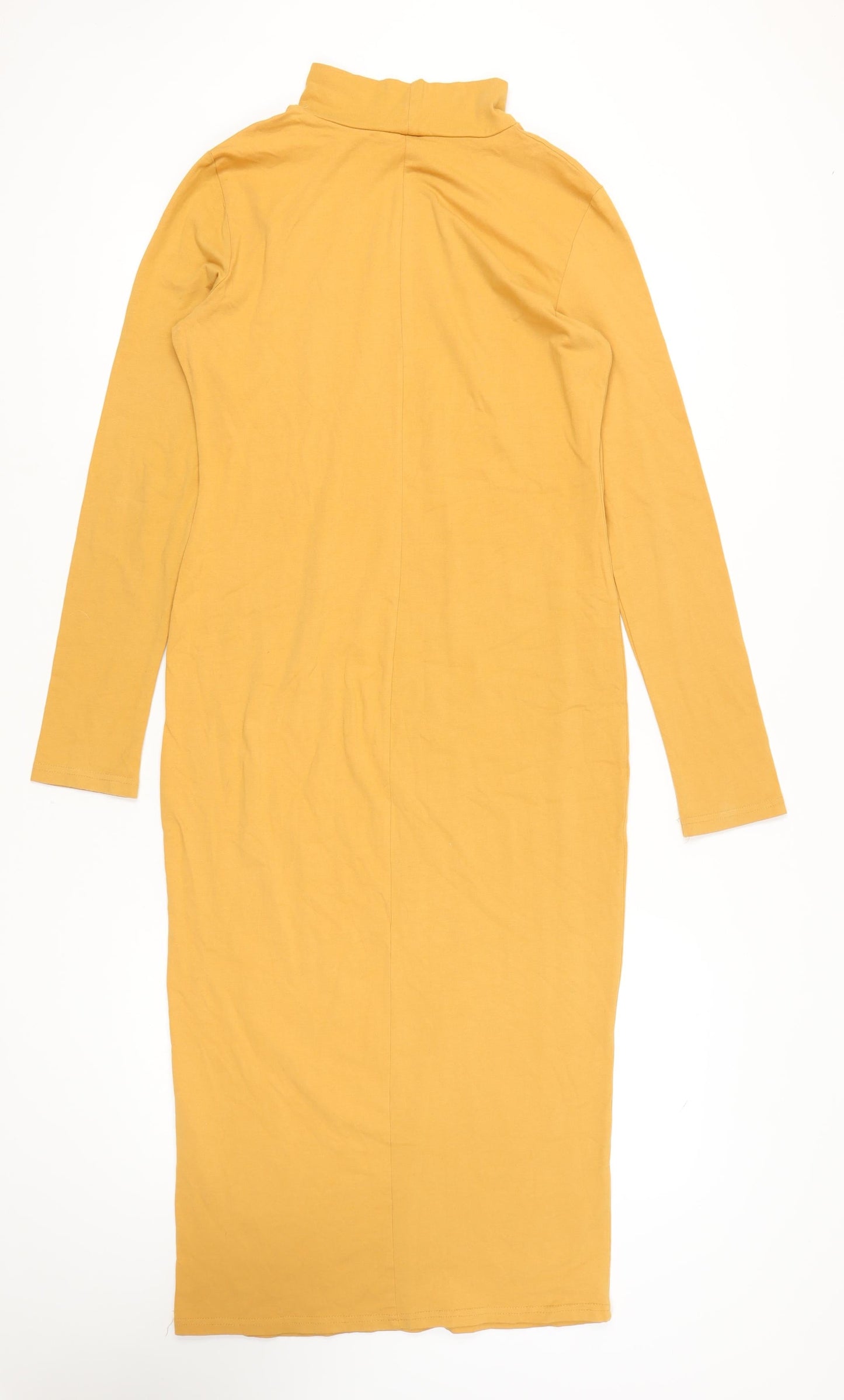 Boohoo Women's Yellow Bodycon Dress, Size 14, Midi