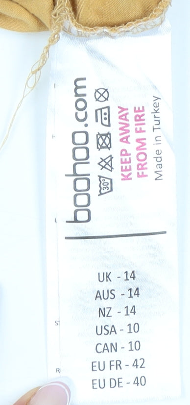 Boohoo Women's Yellow Bodycon Dress, Size 14, Midi