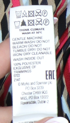 Marks and Spencer Women's Multicoloured Pleated Skirt Size 14