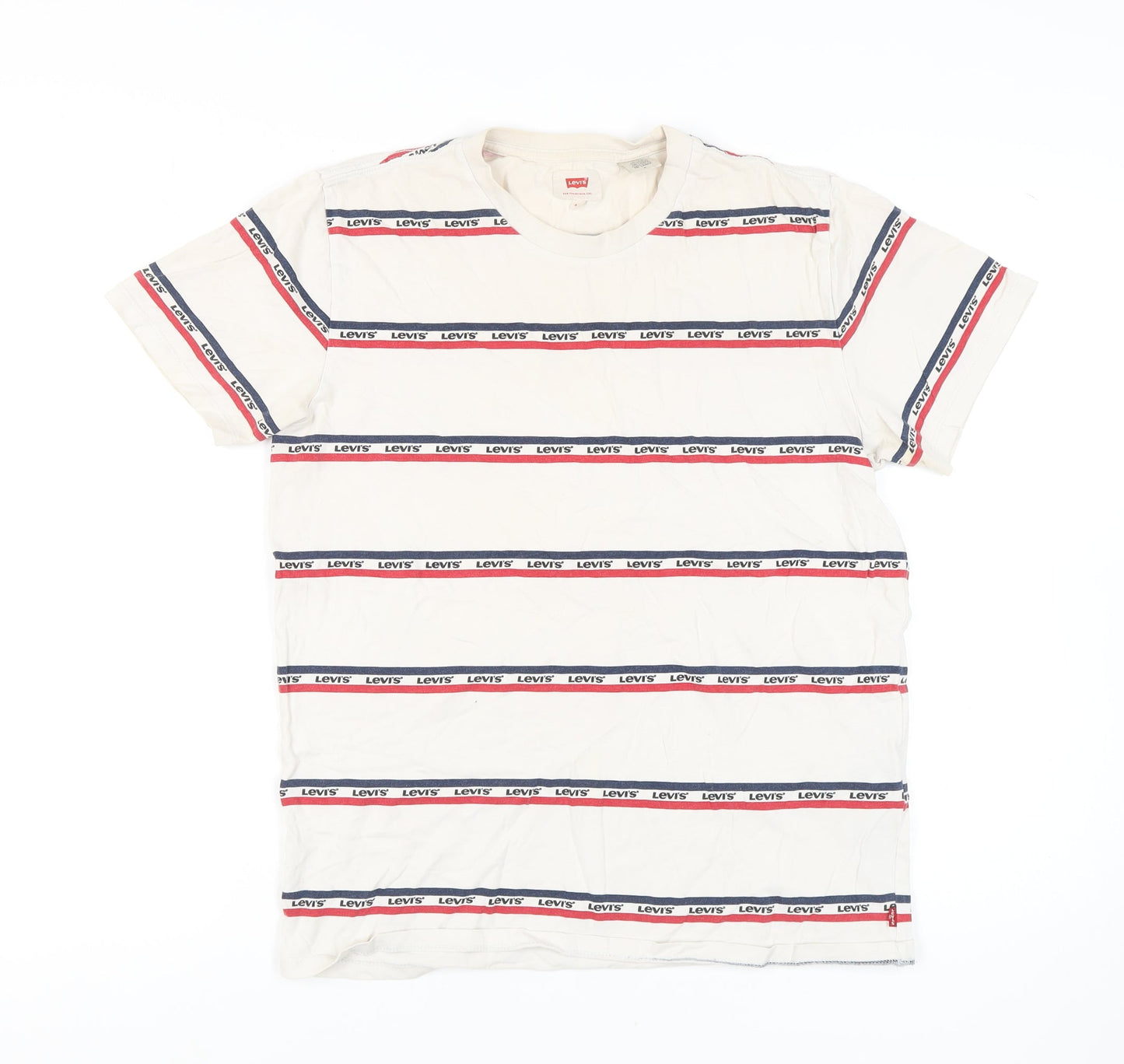 Levi's Men's Medium White Striped Logo T-Shirt
