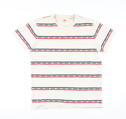 Levi's Men's Medium White Striped Logo T-Shirt