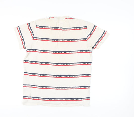 Levi's Men's Medium White Striped Logo T-Shirt