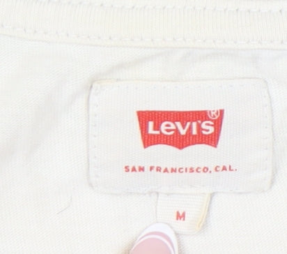 Levi's Men's Medium White Striped Logo T-Shirt