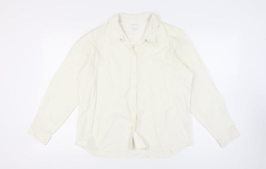 Liz Claiborne Women's White Button-Up Shirt, L, Petites