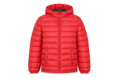 Front view of Mountain Warehouse boys’ red puffer jacket 7-8 years