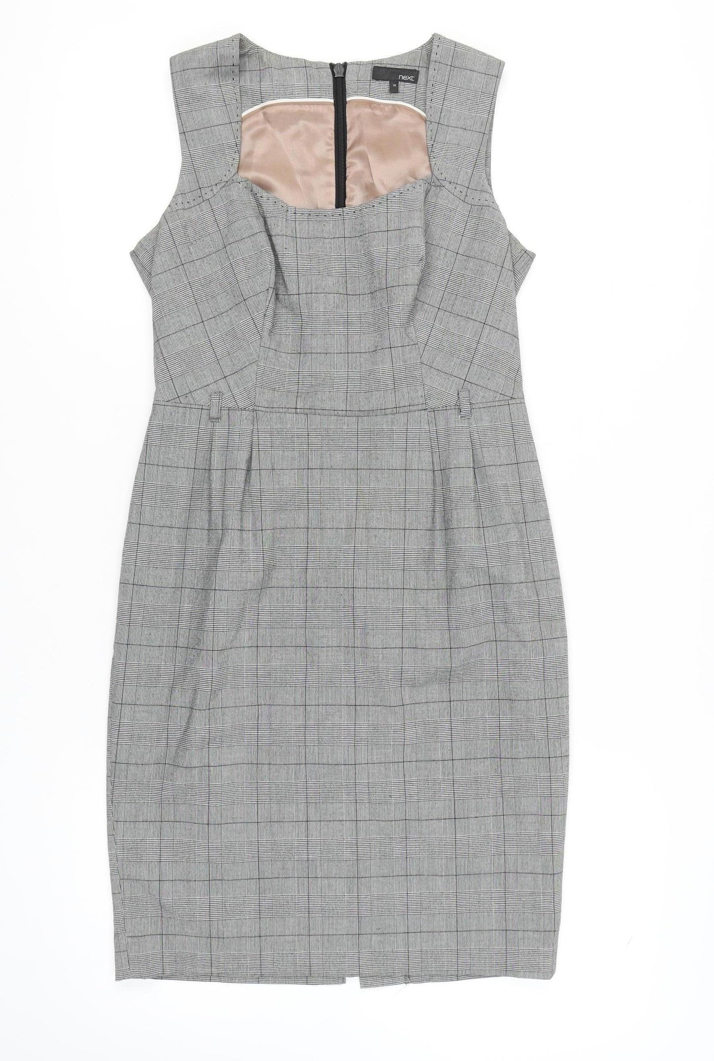 Next Women's Grey Check Sheath Dress Size 10