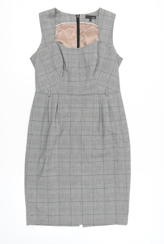 Next Women's Grey Check Sheath Dress Size 10