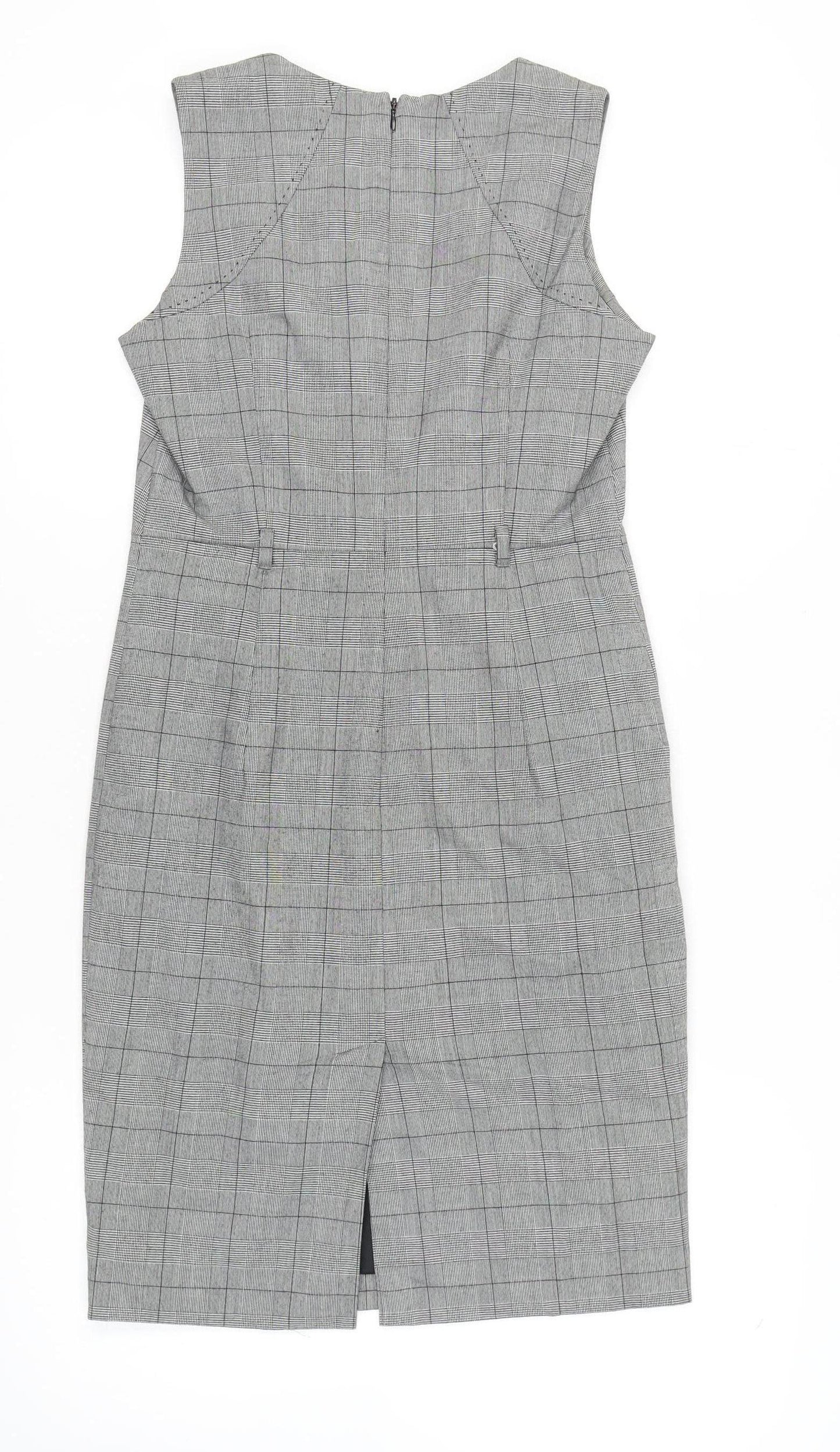 Next Women's Grey Check Sheath Dress Size 10