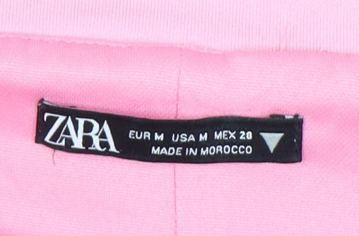 Womens UK Size M Zara Pink Cropped Blouse