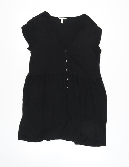 H&M Women's Black V-Neck Short Sleeve Dress L