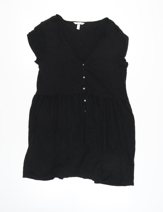 H&M Women's Black V-Neck Short Sleeve Dress L