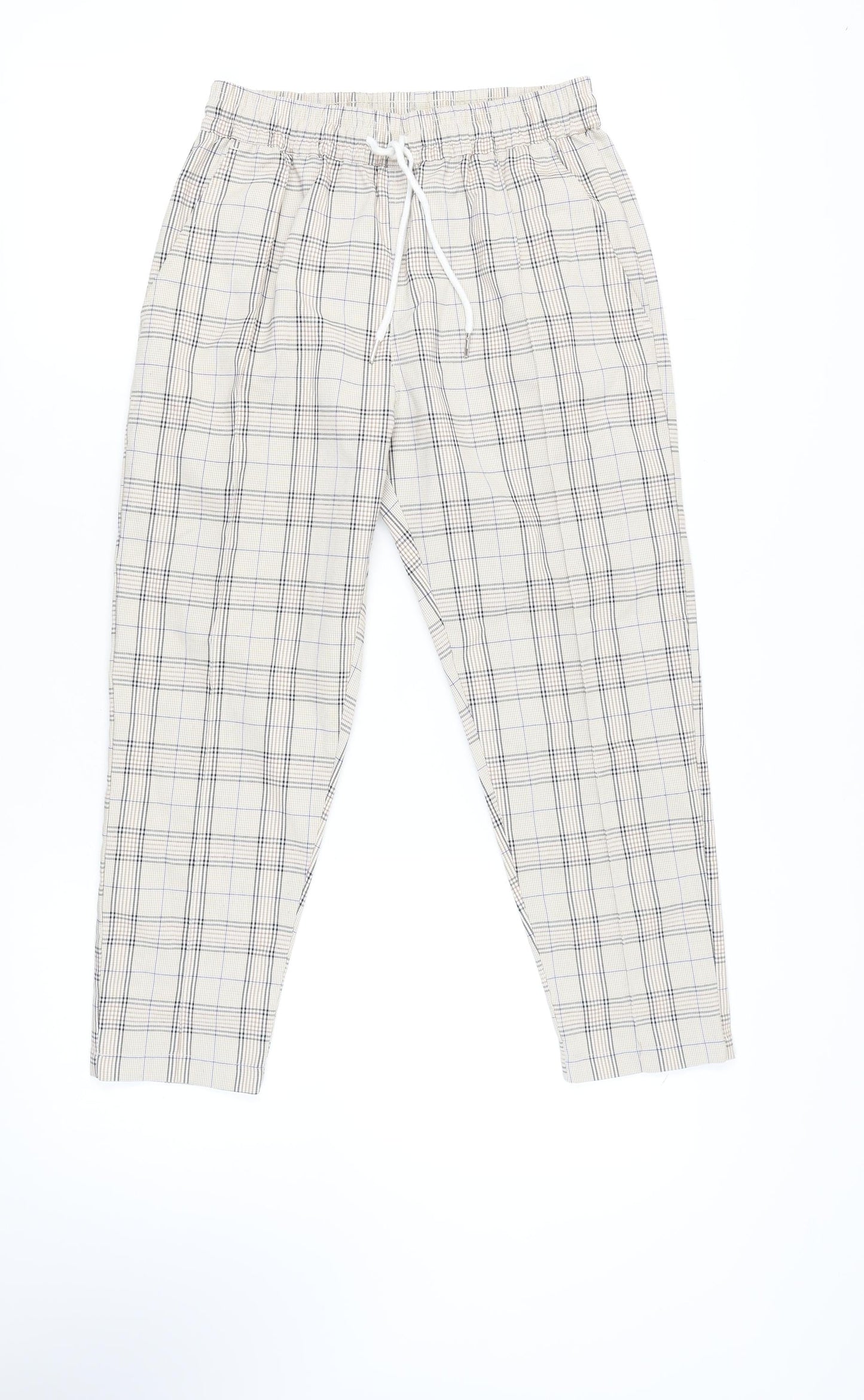 Agora Women's Beige Plaid Trousers, Size S