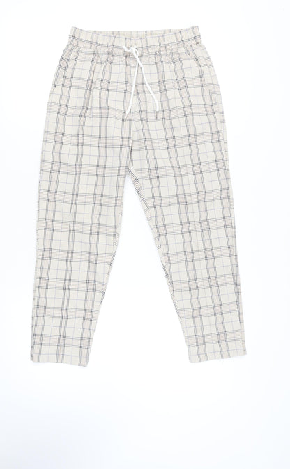 Agora Women's Beige Plaid Trousers, Size S