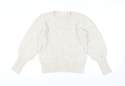 GAP Women's Beige Cable-Knit Pullover Jumper S