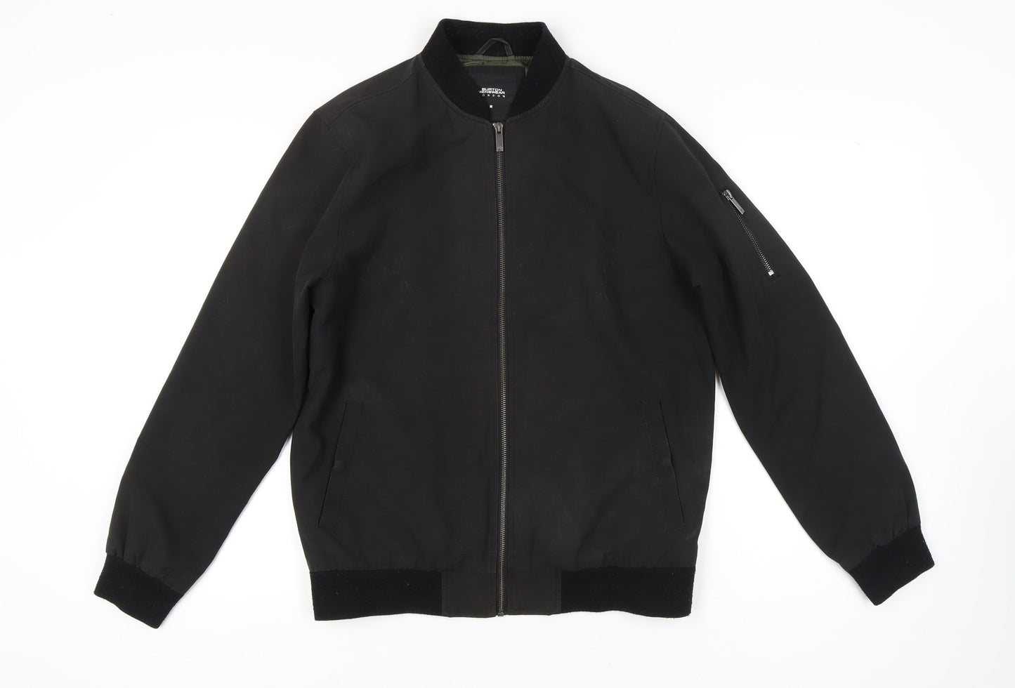 Mens UK Size M Burton Menswear London Black Bomber Jacket