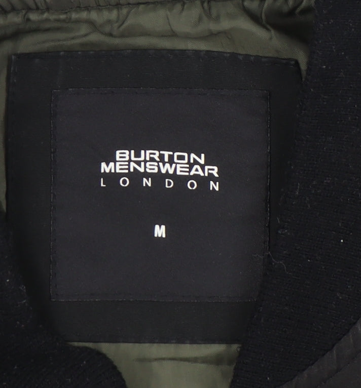 Mens UK Size M Burton Menswear London Black Bomber Jacket