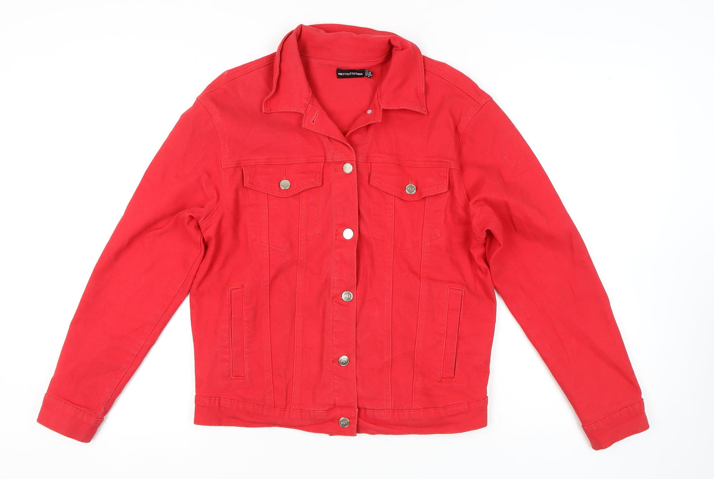 Womens UK Size 10 PRETTYLITTLETHING Red Basic Jacket
