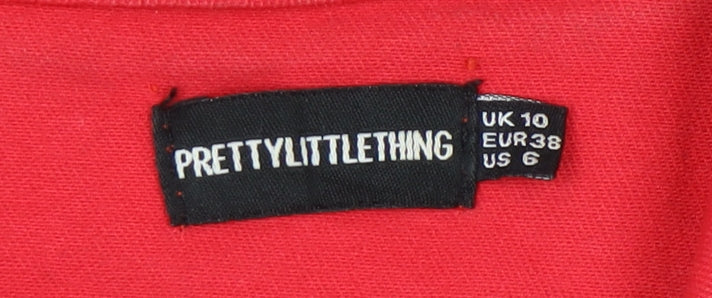 Womens UK Size 10 PRETTYLITTLETHING Red Basic Jacket