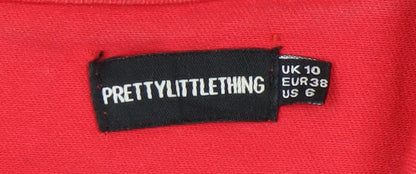 Womens UK Size 10 PRETTYLITTLETHING Red Basic Jacket