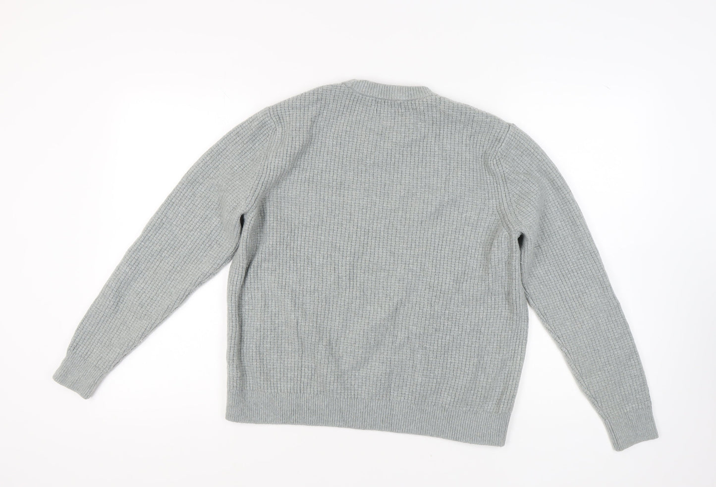 Marks and Spencer Men's Grey Waffle Knit Jumper, L