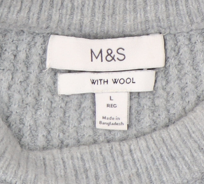 Marks and Spencer Men's Grey Waffle Knit Jumper, L