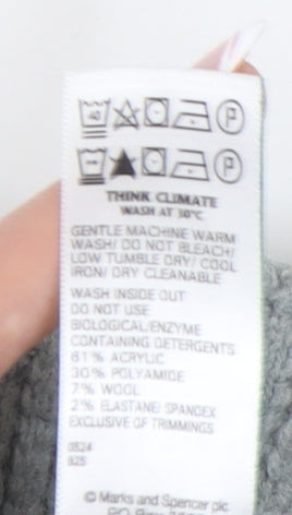 Marks and Spencer Men's Grey Waffle Knit Jumper, L