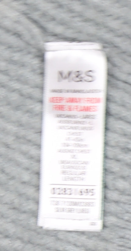 Marks and Spencer Men's Grey Waffle Knit Jumper, L