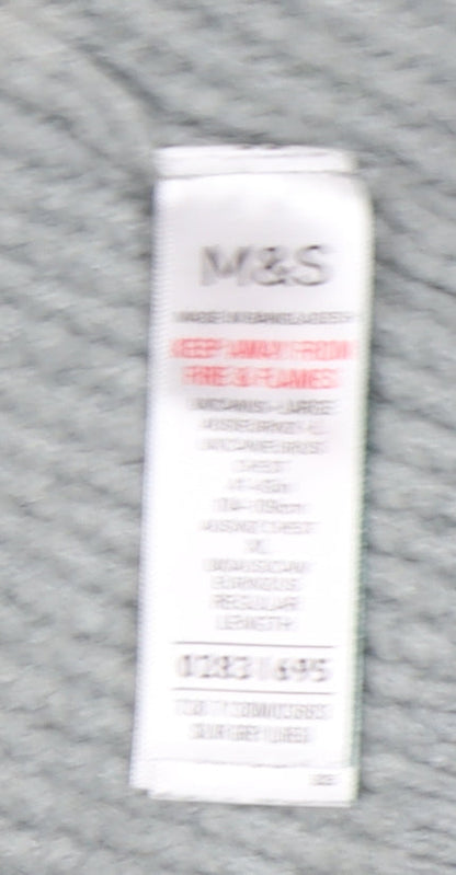 Marks and Spencer Men's Grey Waffle Knit Jumper, L