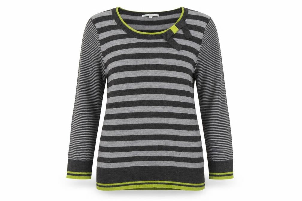Marks and Spencer Women's Grey Striped Pullover Jumper L