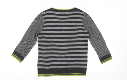 Marks and Spencer Women's Grey Striped Pullover Jumper L