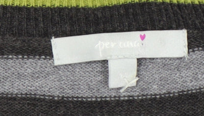 Marks and Spencer Women's Grey Striped Pullover Jumper L