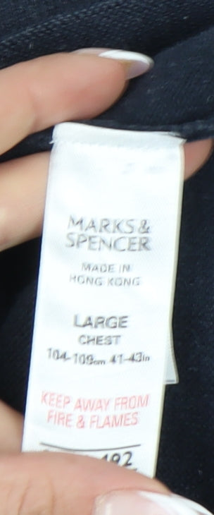 Marks and Spencer Men’s Black Henley Jumper Large