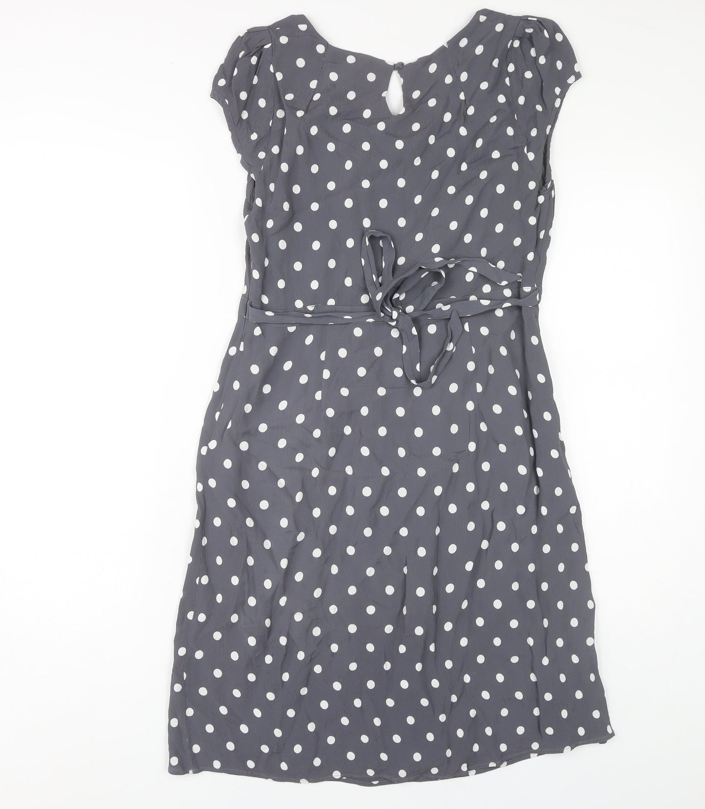 Monsoon Women's Grey Polka Dot A-Line Dress - Size 12
