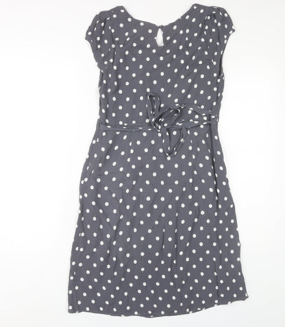 Monsoon Women's Grey Polka Dot A-Line Dress - Size 12