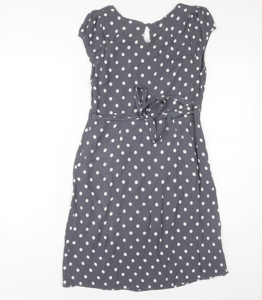 Monsoon Women's Grey Polka Dot A-Line Dress - Size 12